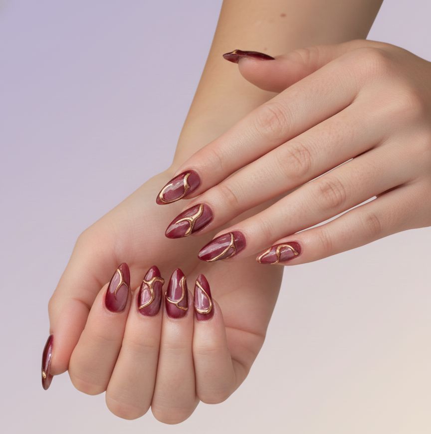 red painted nails background